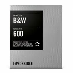 Impossible Instant Black and White Film with Silver Frames for Poloaroid 600 Type Cameras - 3.5 x 4.2 in.