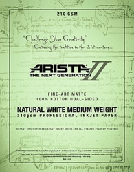 Arista-II Fine Art Cotton Natural White Dual Sided Matte Inkjet Paper <br>17x22/20 sheets - 210 gsm