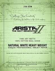 Arista-II Fine Art Cotton Natural White Dual Sided Matte Inkjet Paper <br>17x22/20 sheets - 330 gsm