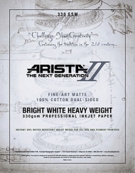 Arista-II Fine Art Cotton Bright White Dual Sided Matte Inkjet Paper 8.5x11/20 sheets - 330 gsm
