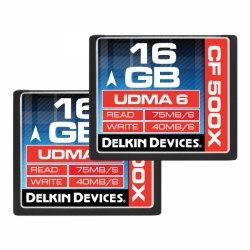 Delkin Devices 16GB Compact Flash (CF) 500X UDMA Memory Card - 2 Pack