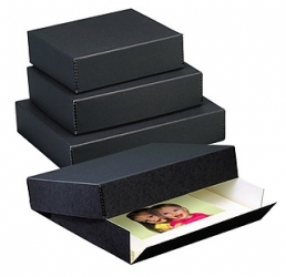Lineco 11 x 17 x 3 inch Museum Drop-Front Metal-Edge Storage Box - Black