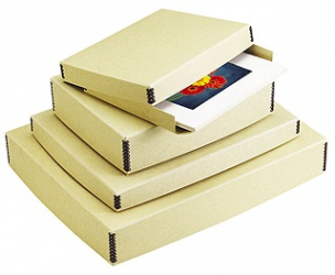Lineco 11 x 14 x 3 inch Museum Drop-Front Metal-Edge Storage Box - Tan