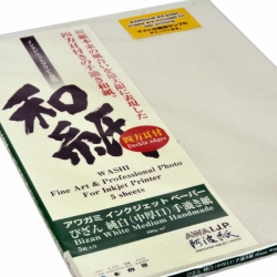 Awagami Bizan White Deckle Edge 200gsm Fine Art Inkjet Paper A3+/5 Sheets