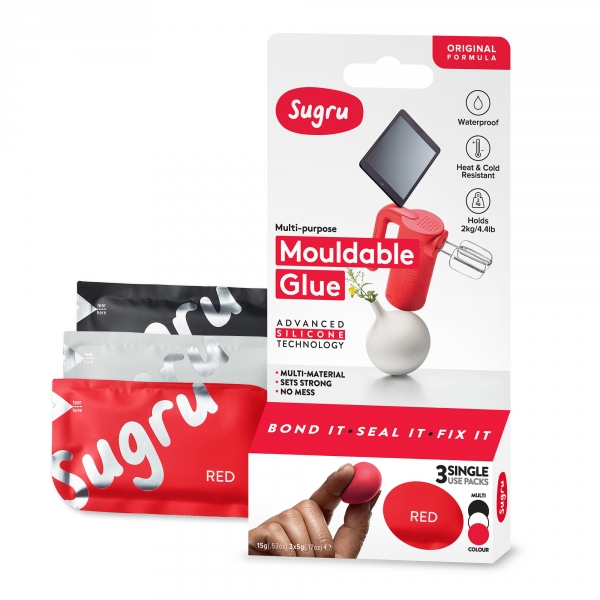 Sugru Original Mouldable Glue - Black, White, Red 3 Pack