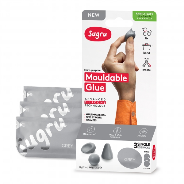 Sugru Family-Safe Mouldable Glue - Grey 3 Pack