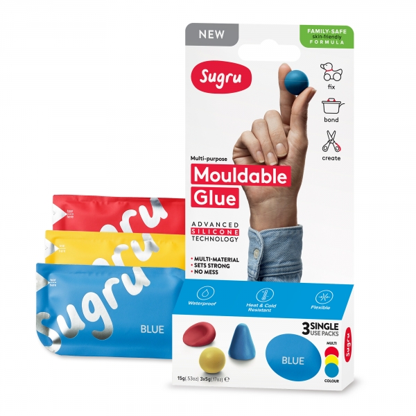 Sugru Family-Safe Mouldable Glue - Red, Blue, Yellow 3 Pack