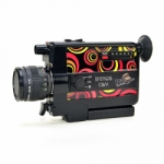 Rhonda CAM Super 8 Film Camera Orange and Black Retro Swirl 