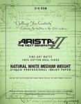 Arista-II Fine Art Natural Cotton Matte Inkjet Paper - 210gsm 11x17/50 Sheets