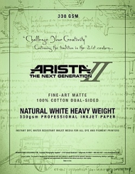 Arista-II Fine Art Natural Cotton Matte Inkjet Paper - 330gsm 36"x50' Roll