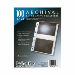 Printfile Archival 57-2B Negative Preservers - Holds 2- 5x7 Negatives - 100 Pack