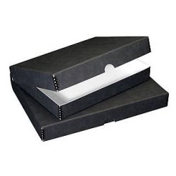 Lineco 11 x 14 x 1.75 in. Folio Metal-Edge Storage Box - Black Faux Leather