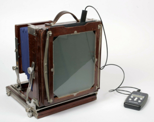 CatLABS Digital Focal Plane Spot Meter System with 8x10 Frame mounted on 8x10 camera.
Camera, meter and cord not included.